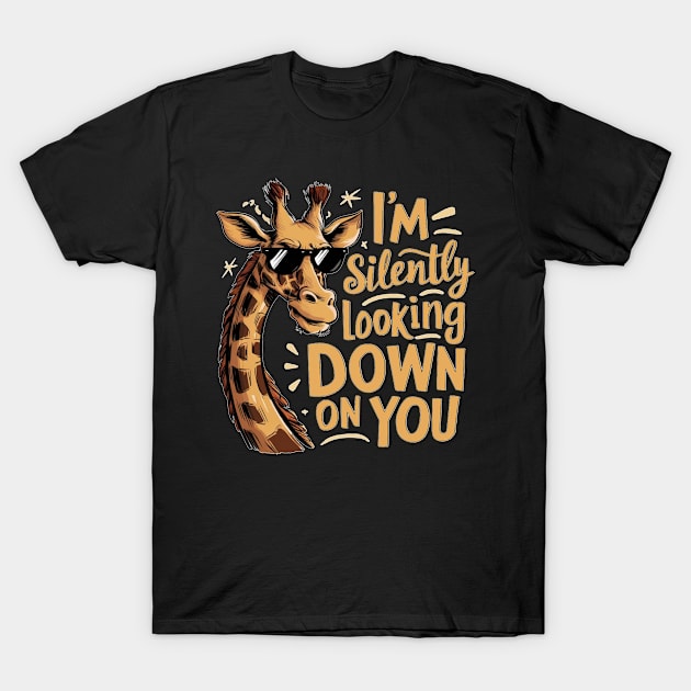 Silently Looking Down - Cute Funny Giraffe T-Shirt by CrypticTees